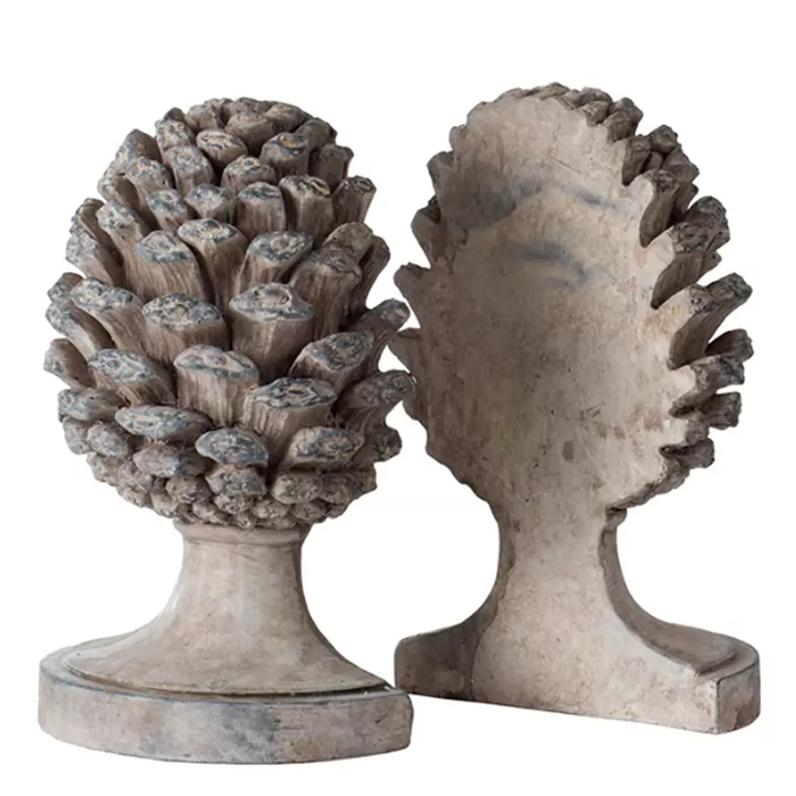 Artekko Pine Cone Γκρι Βιβλιοστάτες Ρητίνης με Κουκουνάρα (23.5x18.5x15.5)cm 2pcs