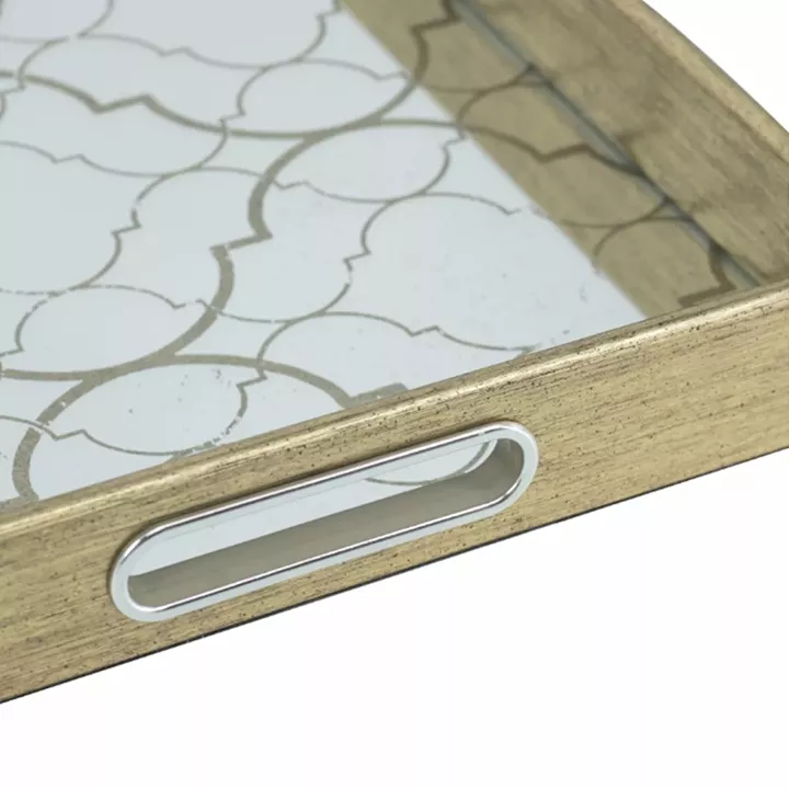 Artekko Tray Χρυσοί Πλαστικοί Διακοσμητικοί Δίσκοι με Καθρέπτη (45x30x4.5)cm 2pcs