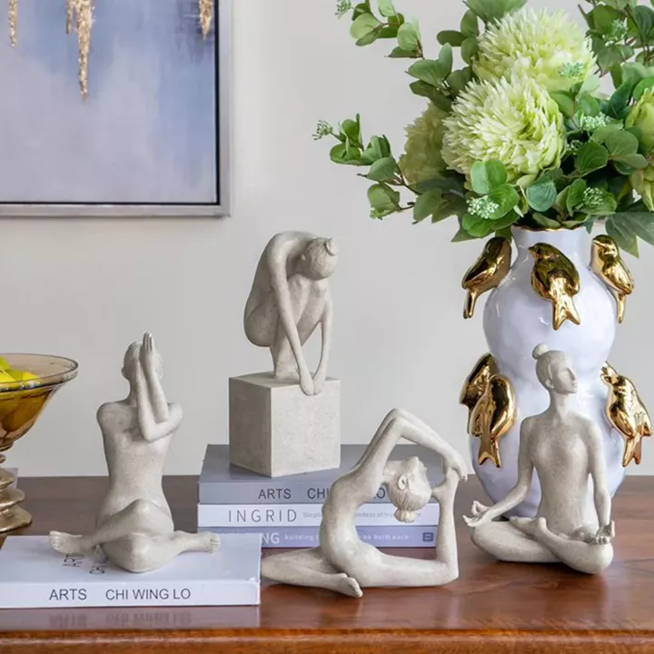 Artekko Yoga Figurine Μπεζ Επιτραπέζιο Διακοσμητικό Ρητίνης με Γυναικεία Φιγούρα (15x9.3x26.8)cm