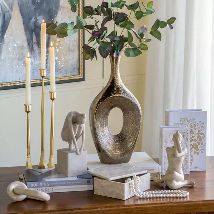 Artekko Yoga Figurine Μπεζ Επιτραπέζιο Διακοσμητικό Ρητίνης με Γυναικεία Φιγούρα (15x9.3x26.8)cm