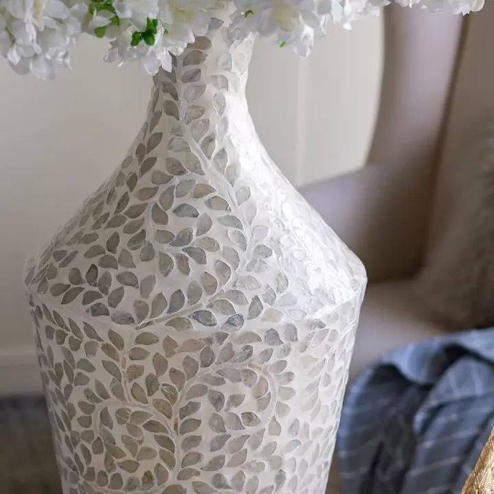 Artekko Ivory Γκρι Βάζο από Μπαμπού και Capiz (30x30x61)cm