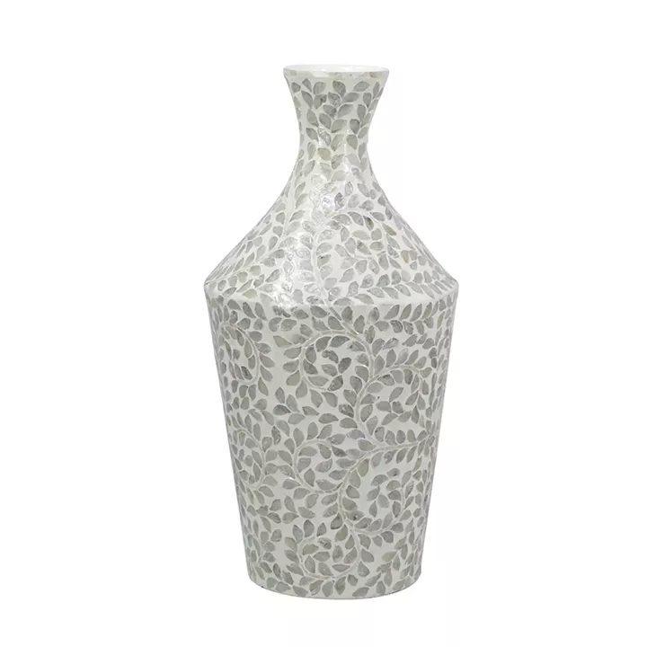 Artekko Ivory Γκρι Βάζο από Μπαμπού και Capiz (30x30x61)cm