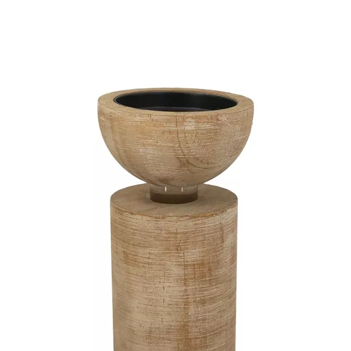 Artekko Gaia Καφέ Ξύλινο Κηροπήγιο (7.6x7.6x35.5)cm