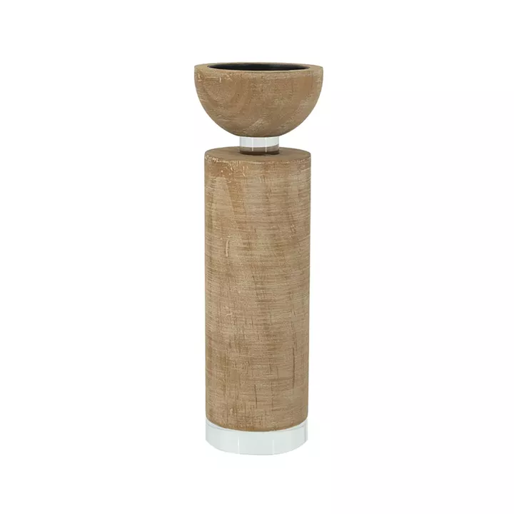Artekko Gaia Καφέ Ξύλινο Κηροπήγιο (7.6x7.6x28)cm