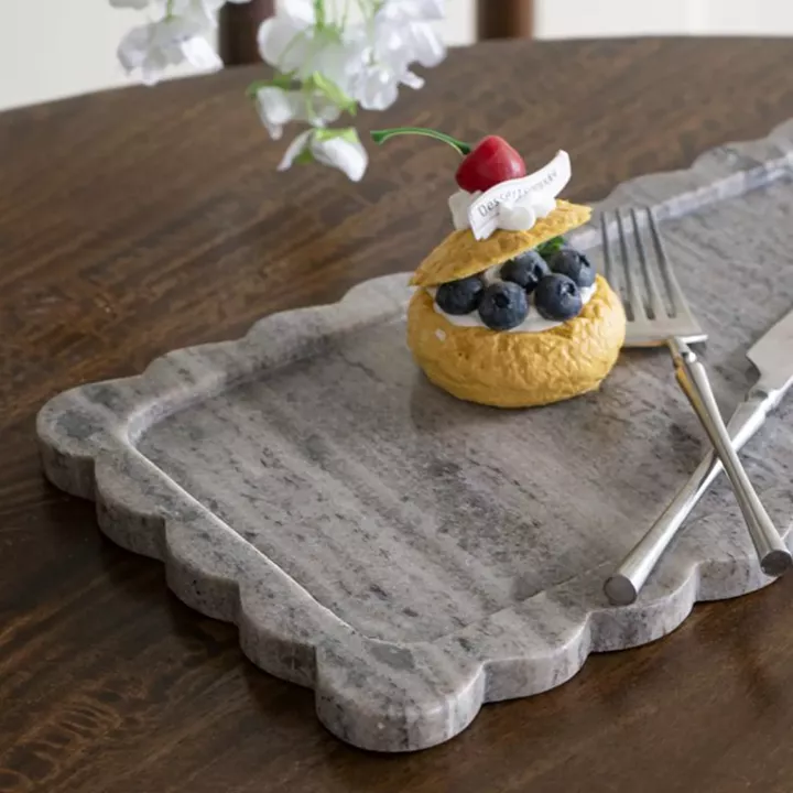 Artekko Marble Γκρι Μαρμάρινος Δίσκος Πλατό (35.5x20x1.8)cm