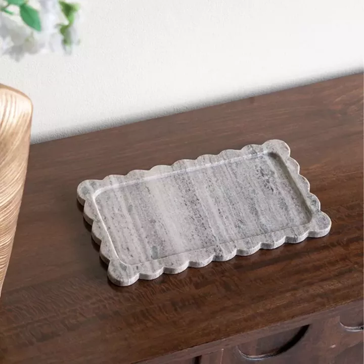 Artekko Marble Γκρι Μαρμάρινος Δίσκος Πλατό (35.5x20x1.8)cm