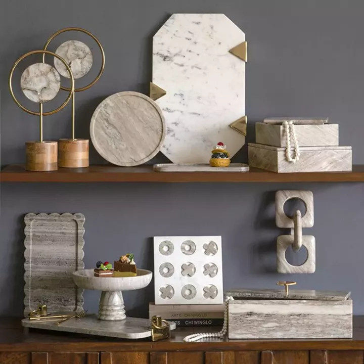Artekko Marble Γκρι Μαρμάρινο Διακοσμητικό Κουτί Κοσμηματοθήκη (25x25x8)cm