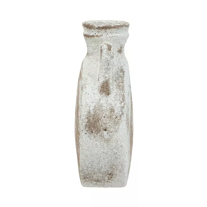 Artekko Antique Λευκό Κεραμικό Βάζο με Καφέ Λεπτομέρειες (15.5x7x19.5)cm