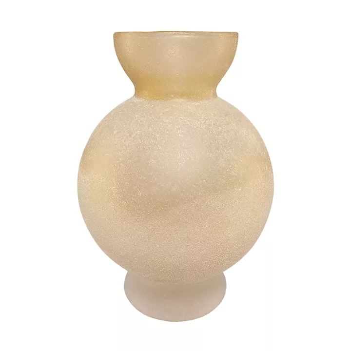 Artekko Frosted Γυάλινο Βάζο σε Μελί Απόχρωση (15.2x15.2x21.6)cm