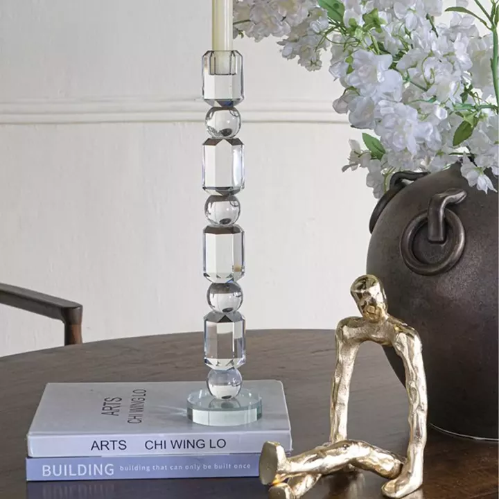 Artekko Glassy Διάφανο Γυάλινο Κηροπήγιο (8x8x38)cm