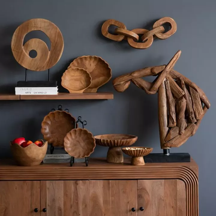 Artekko Woody Καφέ Διακοσμητική Πιατέλα από Ξύλο Teak (20x20x5)cm