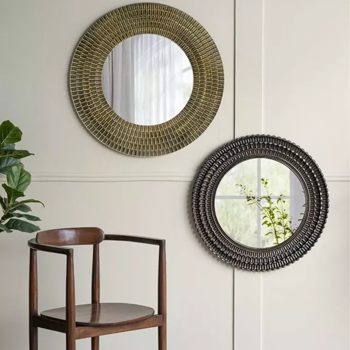 Artekko Mirror MDF Καθρέπτης Τοίχου σε Μαύρο με Χρυσό (67x3x67)cm