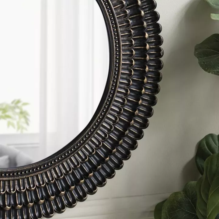 Artekko Mirror MDF Καθρέπτης Τοίχου σε Μαύρο με Χρυσό (67x3x67)cm