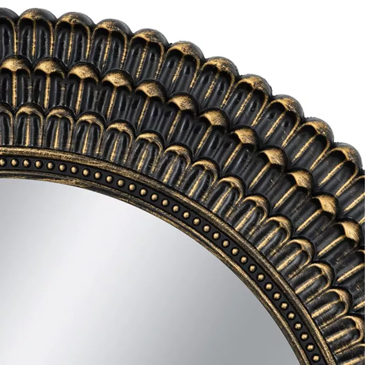 Artekko Mirror MDF Καθρέπτης Τοίχου σε Μαύρο με Χρυσό (67x3x67)cm
