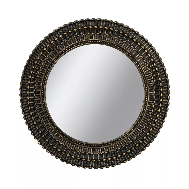 Artekko Mirror MDF Καθρέπτης Τοίχου σε Μαύρο με Χρυσό (67x3x67)cm