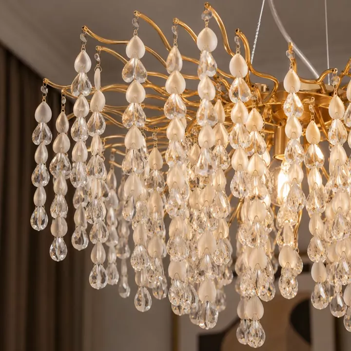 Artekko Chandelier Aura Πολυέλαιος 10φωτος G9 με Διάφανα Κρύσταλλα (56x56)cm