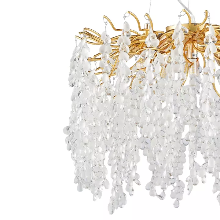Artekko Chandelier Aura Πολυέλαιος 10φωτος G9 με Διάφανα Κρύσταλλα (56x56)cm
