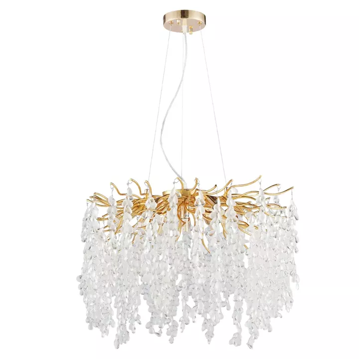 Artekko Chandelier Aura Πολυέλαιος 10φωτος G9 με Διάφανα Κρύσταλλα (56x56)cm
