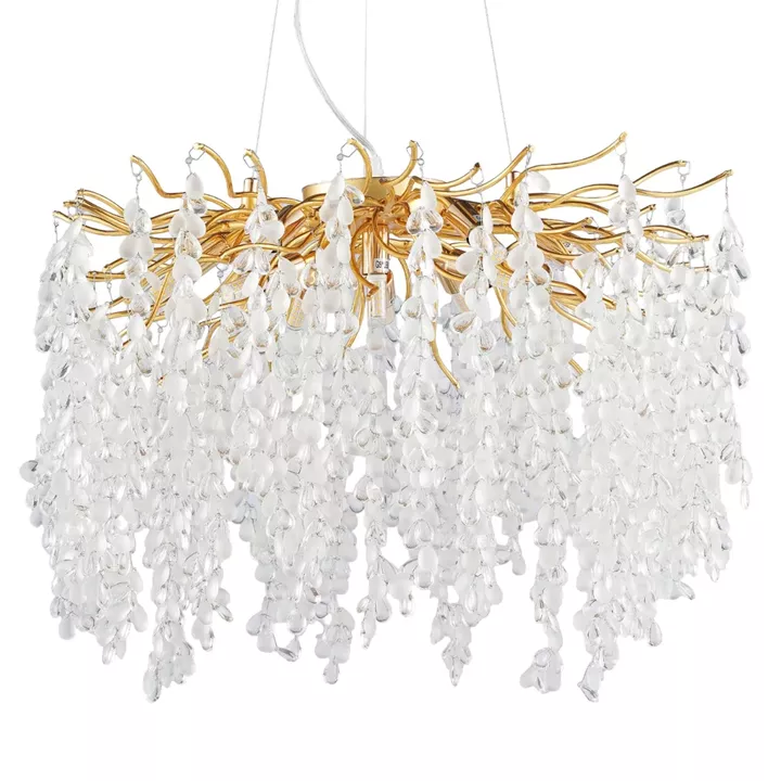 Artekko Chandelier Aura Πολυέλαιος 10φωτος G9 με Διάφανα Κρύσταλλα (56x56)cm
