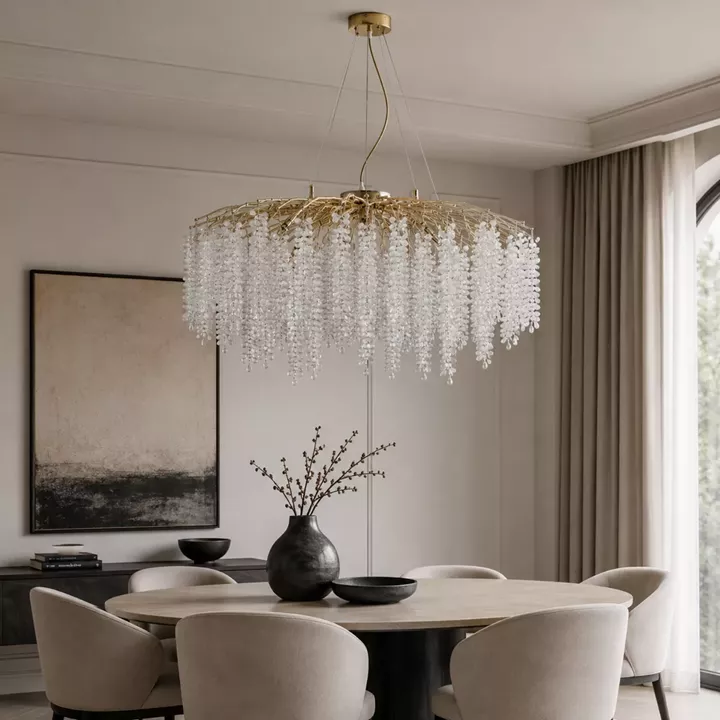 Artekko Chandelier Aura Πολυέλαιος 15φωτος G9 με Διάφανα Κρύσταλλα (80x80)cm