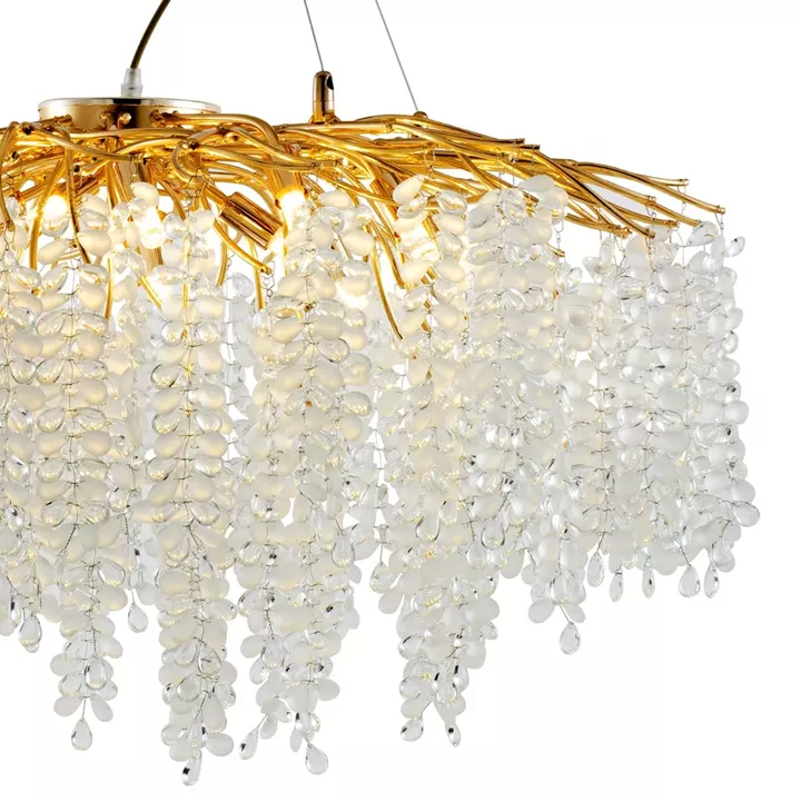 Artekko Chandelier Aura Πολυέλαιος 15φωτος G9 με Διάφανα Κρύσταλλα (80x80)cm