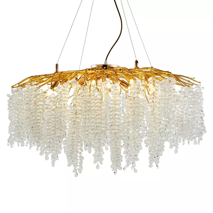 Artekko Chandelier Aura Πολυέλαιος 15φωτος G9 με Διάφανα Κρύσταλλα (80x80)cm