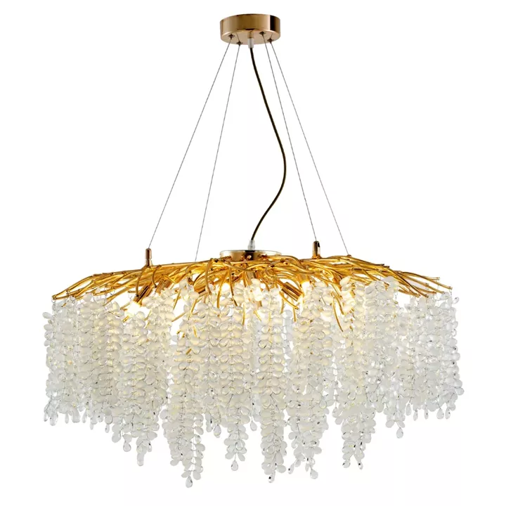 Artekko Chandelier Aura Πολυέλαιος 15φωτος G9 με Διάφανα Κρύσταλλα (80x80)cm