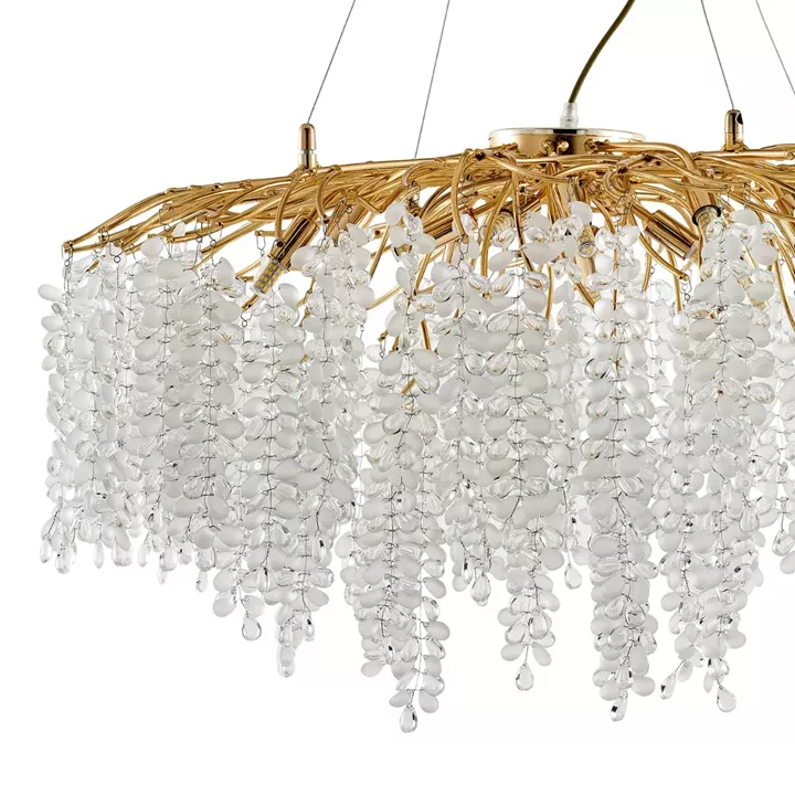 Artekko Chandelier Aura Πολυέλαιος 15φωτος G9 με Διάφανα Κρύσταλλα (80x80)cm