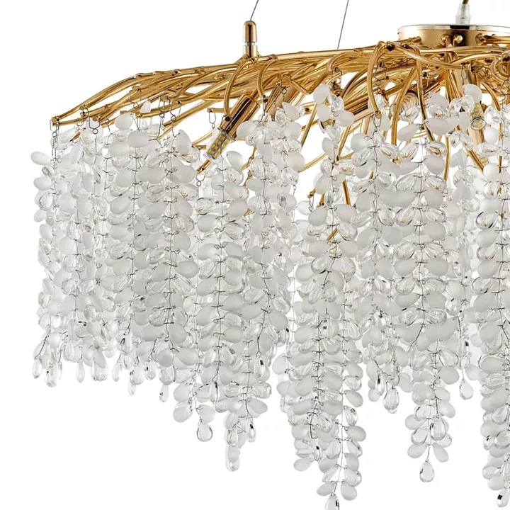 Artekko Chandelier Aura Πολυέλαιος 15φωτος G9 με Διάφανα Κρύσταλλα (80x80)cm