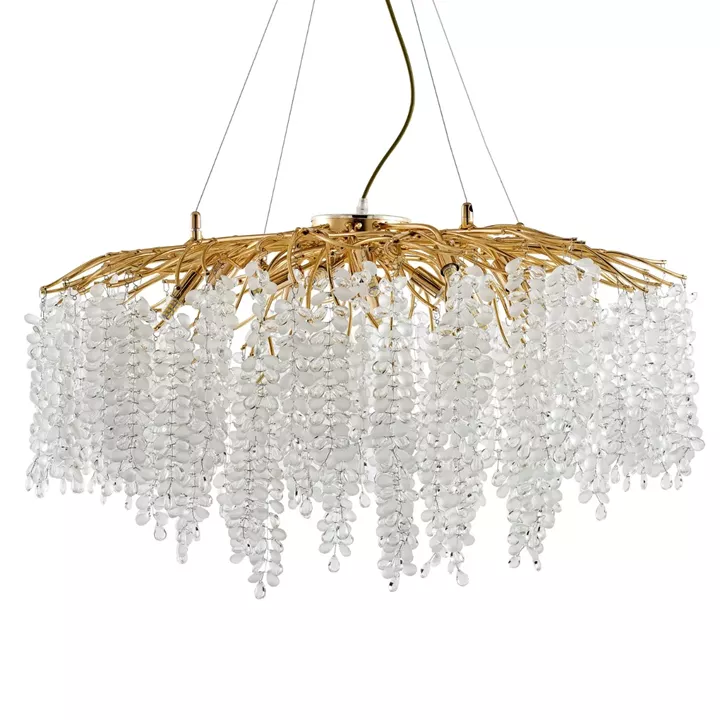 Artekko Chandelier Aura Πολυέλαιος 15φωτος G9 με Διάφανα Κρύσταλλα (80x80)cm