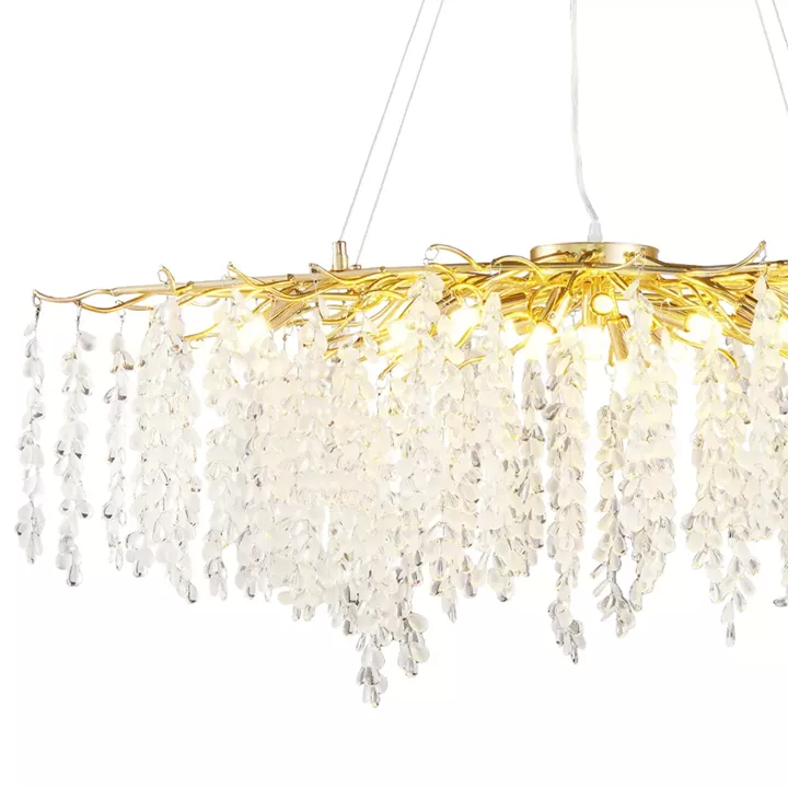 Artekko Chandelier Aura Πολυέλαιος 15φωτος G9 με Διάφανα Κρύσταλλα (110x60)cm