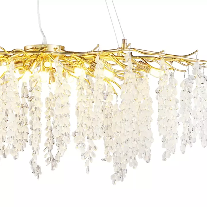 Artekko Chandelier Aura Πολυέλαιος 15φωτος G9 με Διάφανα Κρύσταλλα (110x60)cm