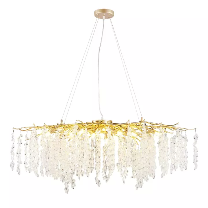 Artekko Chandelier Aura Πολυέλαιος 15φωτος G9 με Διάφανα Κρύσταλλα (110x60)cm
