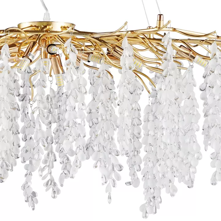 Artekko Chandelier Aura Πολυέλαιος 15φωτος G9 με Διάφανα Κρύσταλλα (110x60)cm