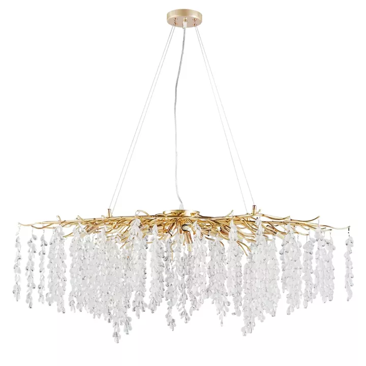Artekko Chandelier Aura Πολυέλαιος 15φωτος G9 με Διάφανα Κρύσταλλα (110x60)cm