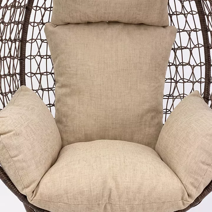 Zafer pakoworld swing hanging metal-pp brown-cushion beige 106x103x200cm