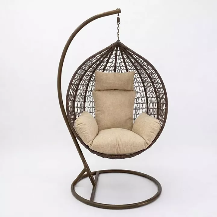 Zafer pakoworld swing hanging metal-pp brown-cushion beige 106x103x200cm