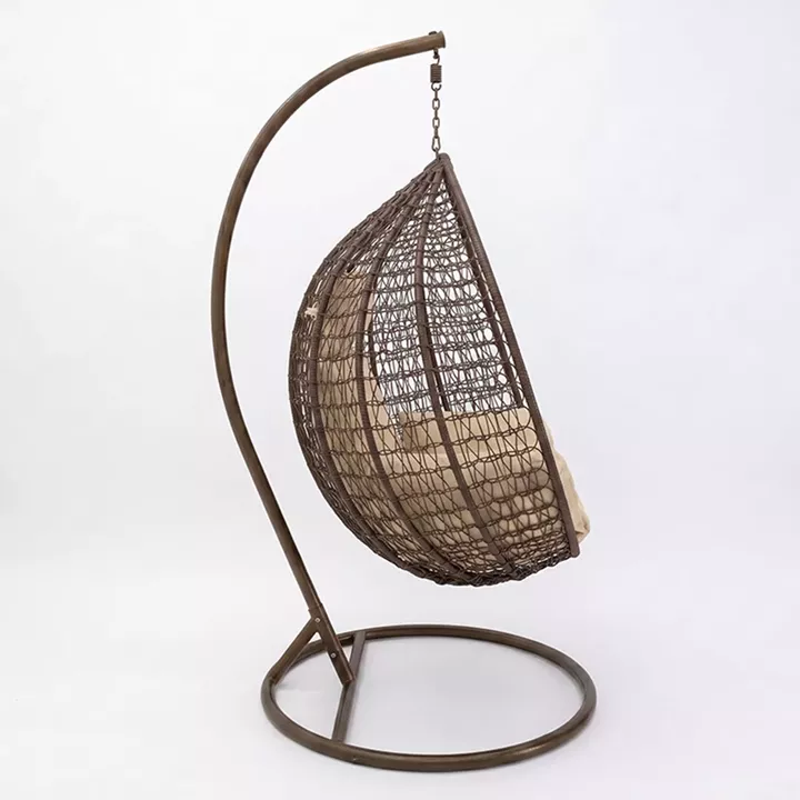 Zafer pakoworld swing hanging metal-pp brown-cushion beige 106x103x200cm