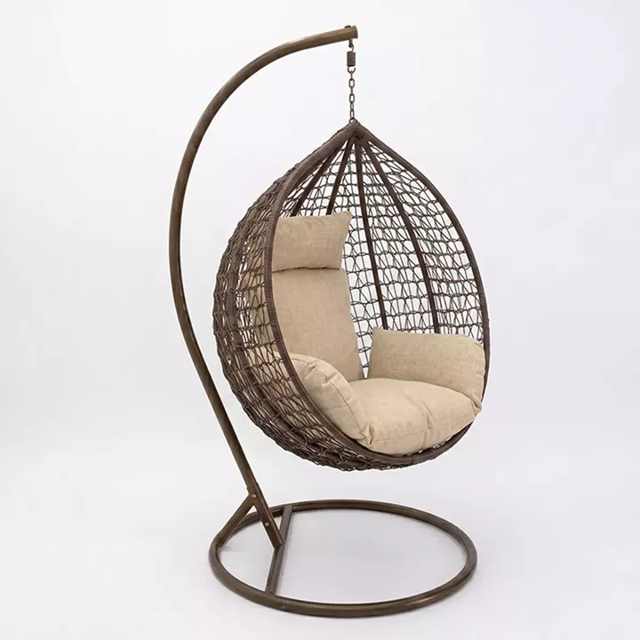Zafer pakoworld swing hanging metal-pp brown-cushion beige 106x103x200cm