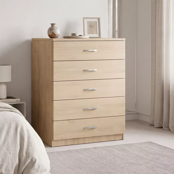 Gioko pakoworld chest of drawers with 5 drawers in natural shade 80x40x100cm