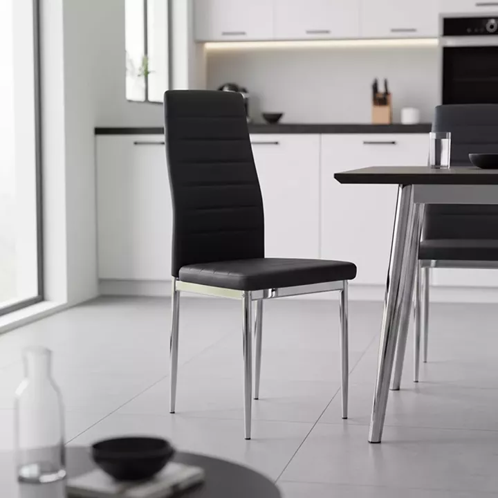 Καρέκλα Parker pakoworld μαύρο PU με πόδι χρωμίου 41x48x96εκ