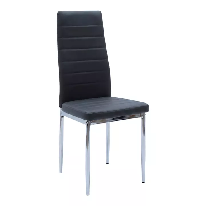 Καρέκλα Parker pakoworld μαύρο PU με πόδι χρωμίου 41x48x96εκ