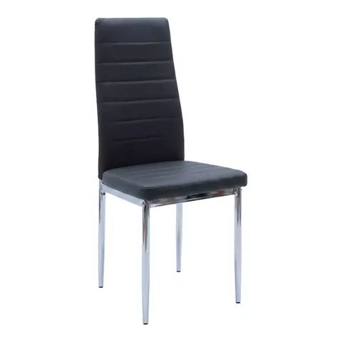 Καρέκλα Parker pakoworld μαύρο PU με πόδι χρωμίου 41x48x96εκ