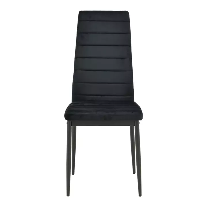 Chair Parker pakoworld black velvet with black metal leg 41x48x96cm