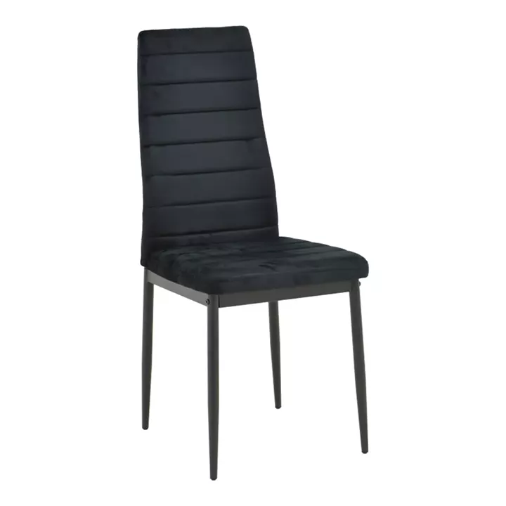 Chair Parker pakoworld black velvet with black metal leg 41x48x96cm