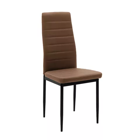 Καρέκλα Parker pakoworld cappuccino PU με μεταλλικό μαύρο πόδι 41x48x96εκ