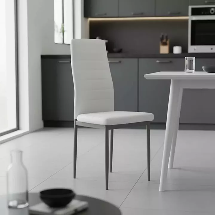 Καρέκλα Parker pakoworld λευκό PU με μεταλλικό ανθρακί πόδι 41x48x96εκ
