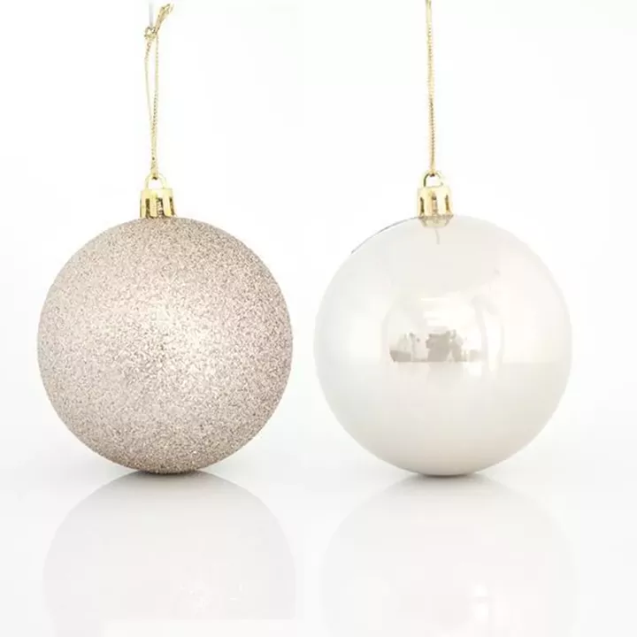 Beauty Home ΜΠΑΛΑ ΠΛΑΣΤΙΚΗ, ΕΚΡΟΥ, ΣΕΤ 6ΤΜΧ, (2 ΠΕΡΛΕ, 4 GLITTER), 8cm