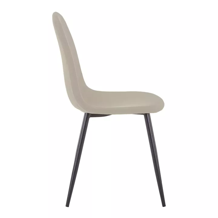 Chair Bella pakoworld ecru fabric with black metal leg 44x55x85cm