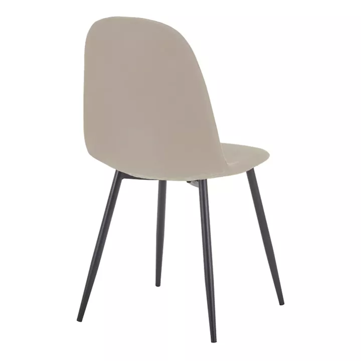 Chair Bella pakoworld ecru fabric with black metal leg 44x55x85cm